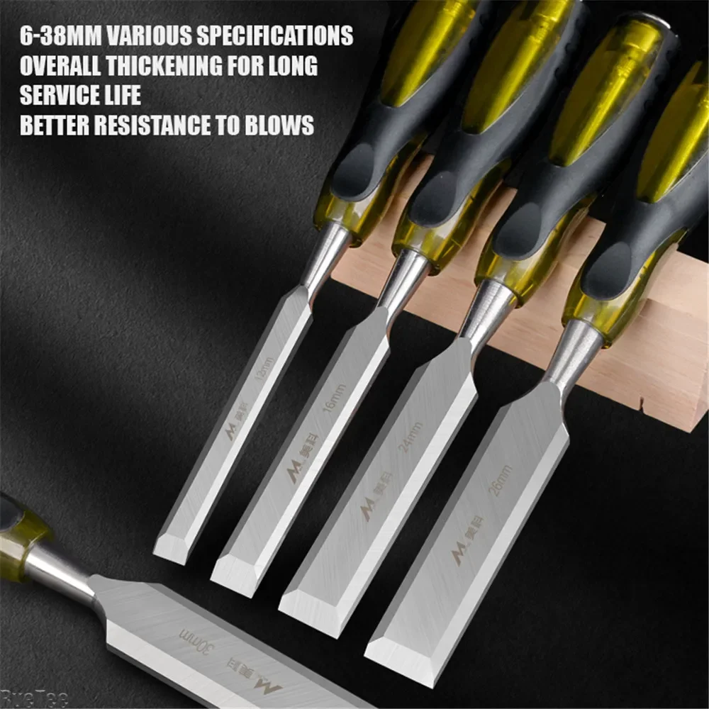 

Durable Woodworking Chisel Set - Transparent Double-Color Design, Engraving Hammer & Flat Chisel for Professional Carving