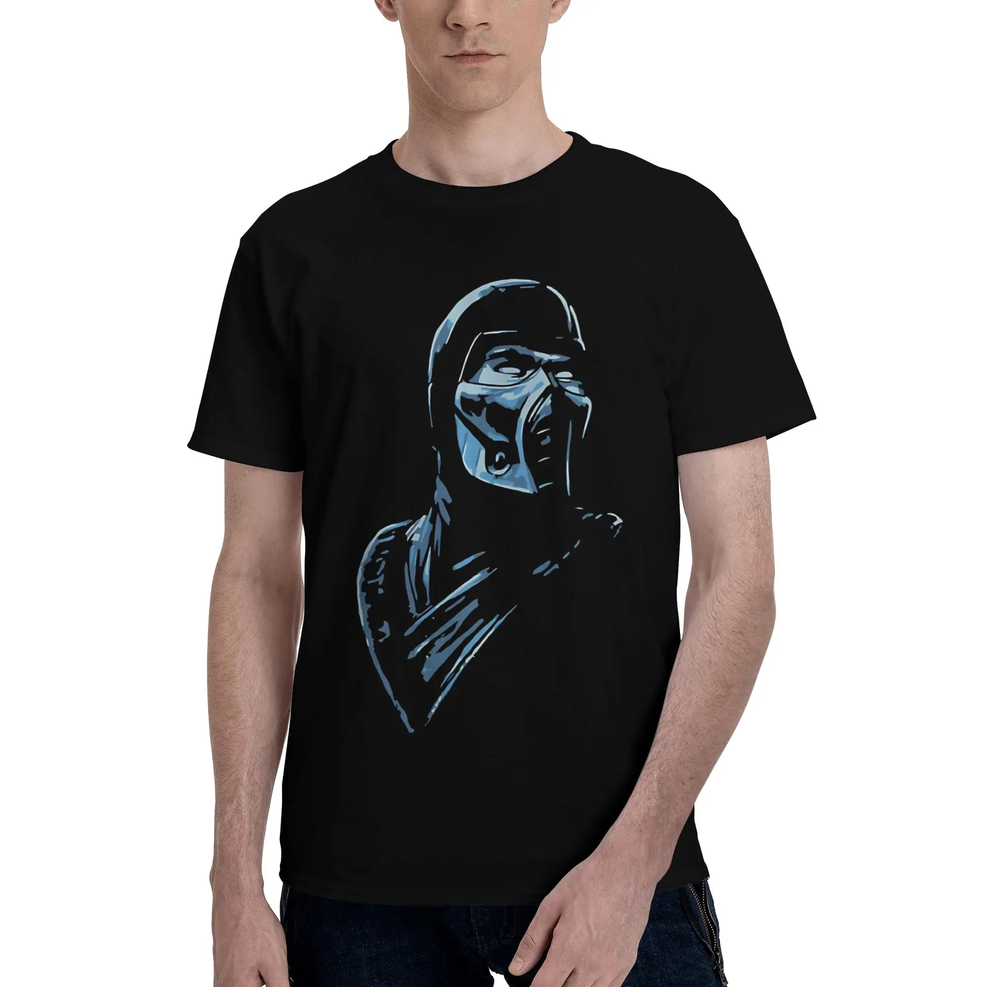 Sub Zero Fan art  Graphic 100% Cotton T-Shirt Mortal Kombat Tees Tops For Men