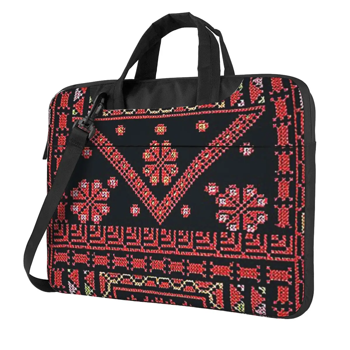 Three Flowers Palestinian Embroidery Crossbody Laptop Bag Case Computer Bag13 14 15.6 Inch Notebook Pouch for Macbook Pro Lenovo