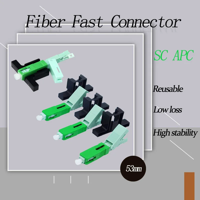 SC APC fast connector, single mode, FTTH tool, cold connector, fiber optic, 53mm