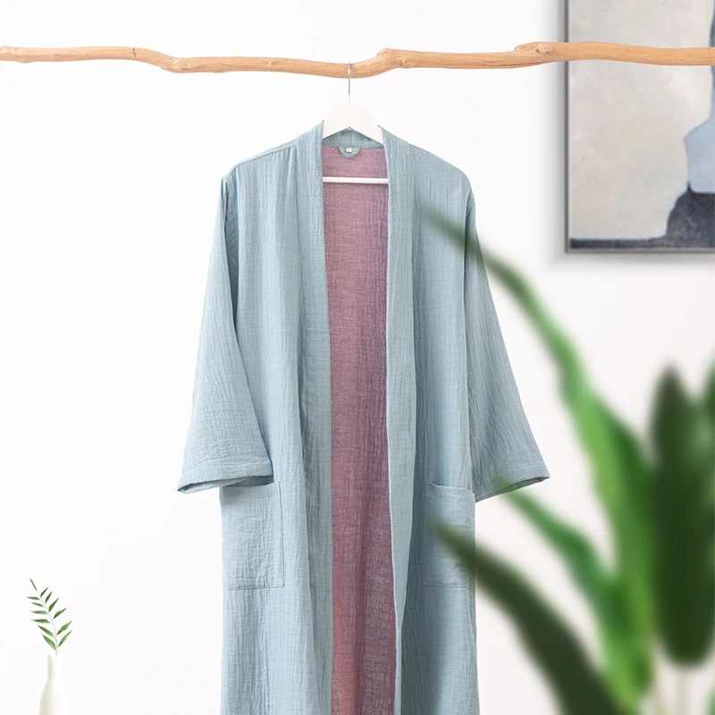 Absorbent Cotton Bathrobes for Men and Women, Breathable Nightgowns, Skin-Friendly Loungewear, Hotel