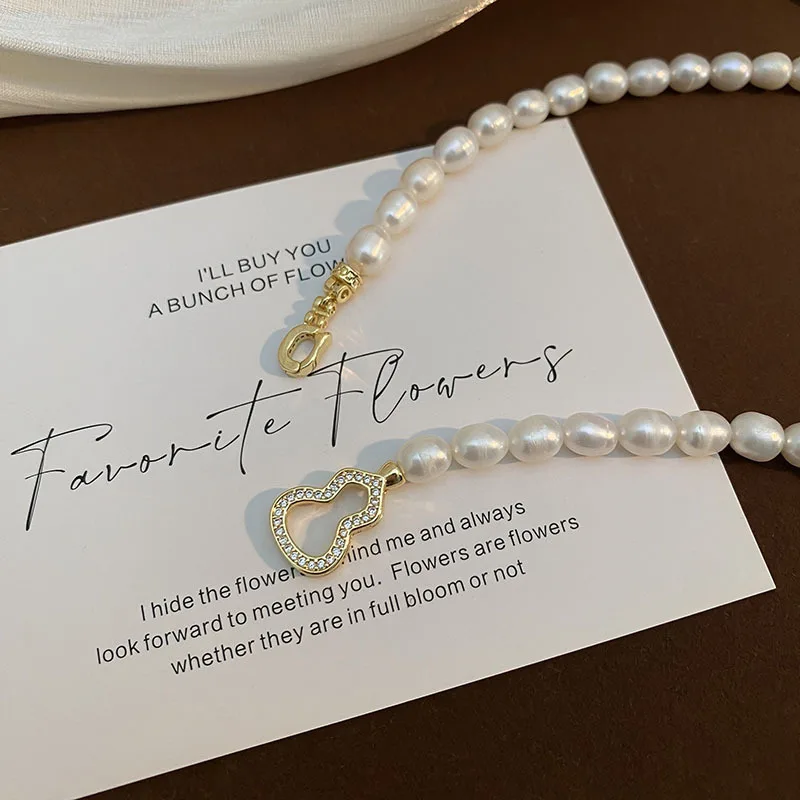 High Quality Trendy Calabash Design Natural Freshwater Pearl 14K Gold Filled Lady Chain Necklace Jewelry Women Birthday Gifts