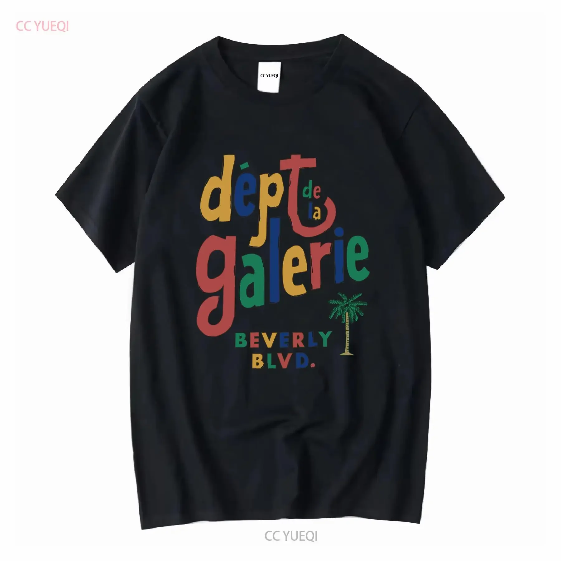 Dept de la Galerie Cafe Beverly New White T Shirt vintage Washed graphic streetwear Stylish Versatile Comfortable fashion