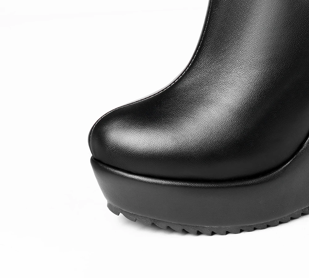 Bottes de rinçage à l\'offre elles compensées pour femmes, grande taille 32-43, chaussures d\'automne et d\'hiver, plate-forme sexy, Parker rond,