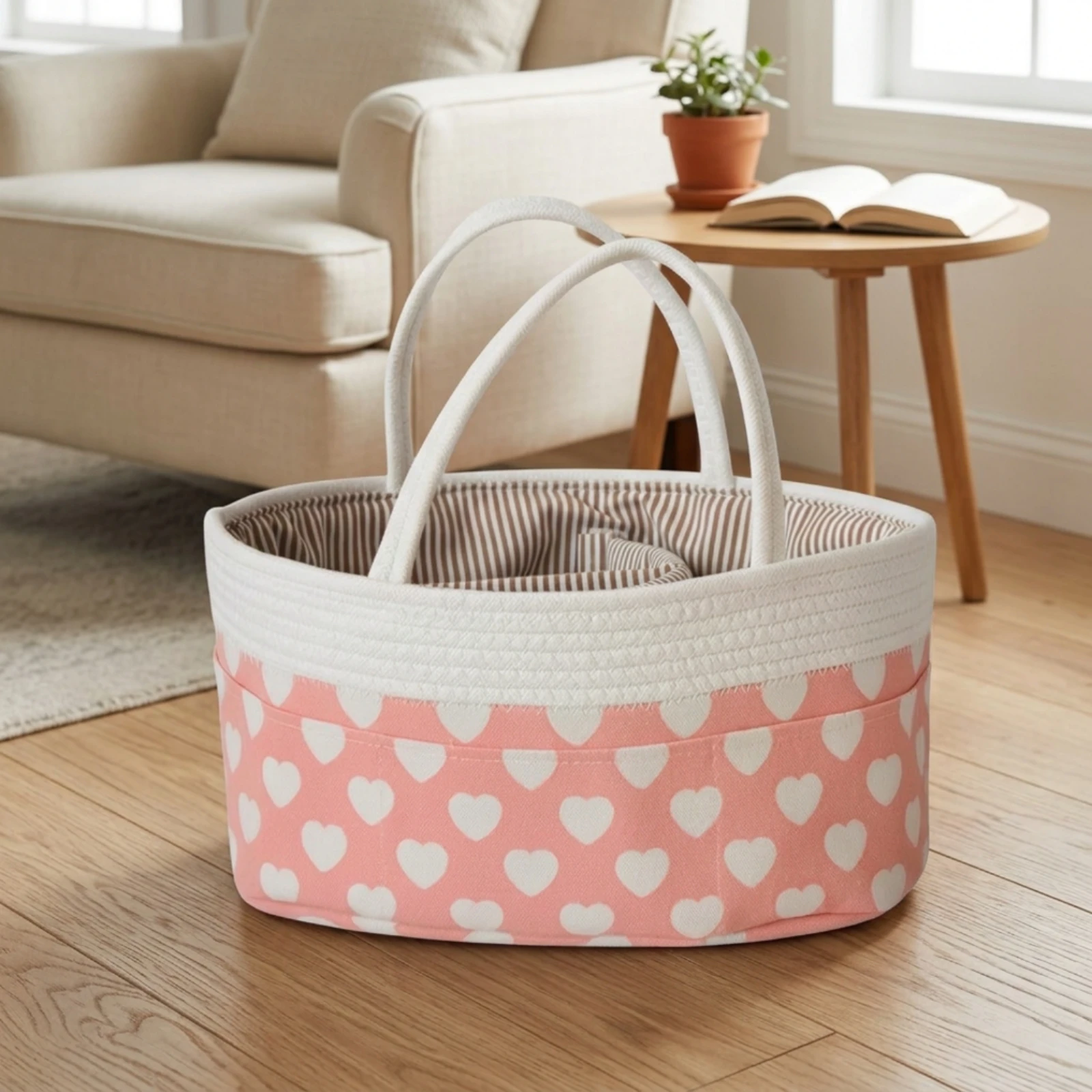 diaper-organizer-with-handles-portable-woven-storage-basket-nursery-organizer-soft-sided-for-parents