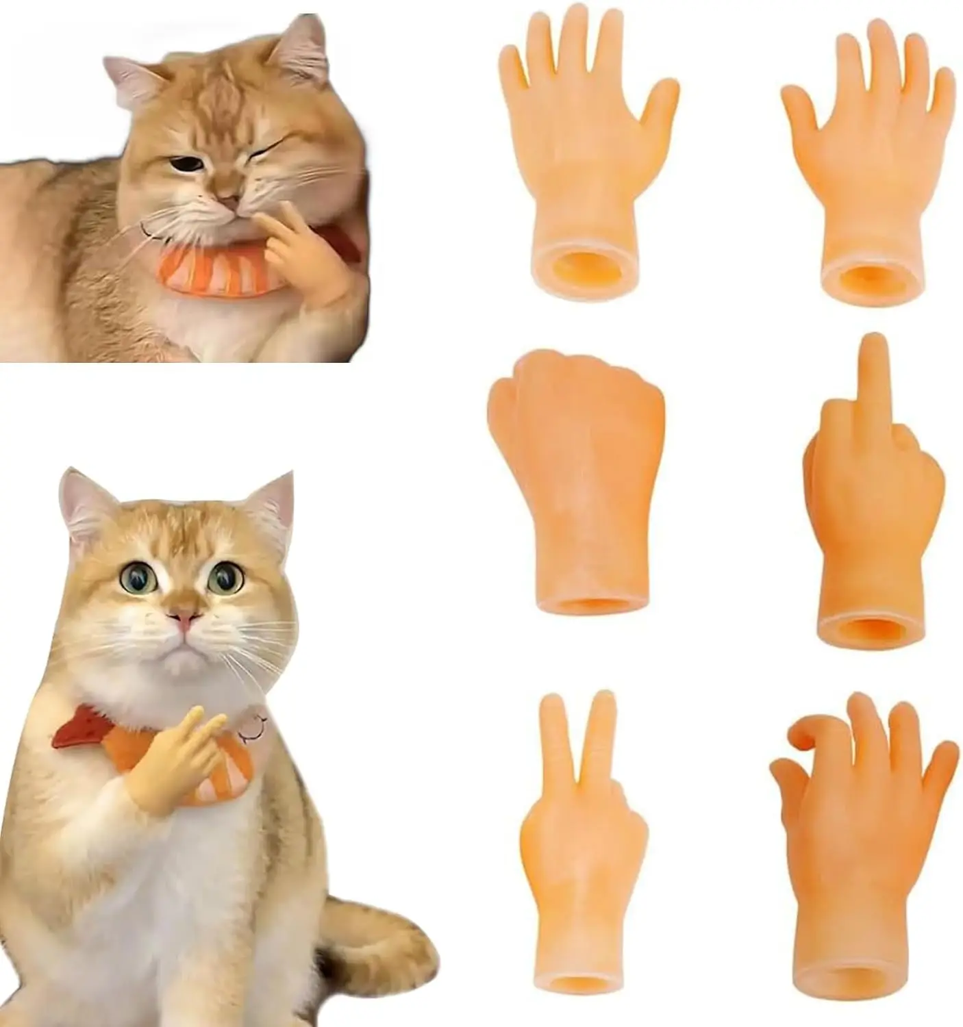 Mini Hands for Cats,Tiny Hands for Cats,Finger Puppets Hands for Cats, Interactive Cat Toy,Cat Mini Hands,Funny Cat Finger(6PCS)