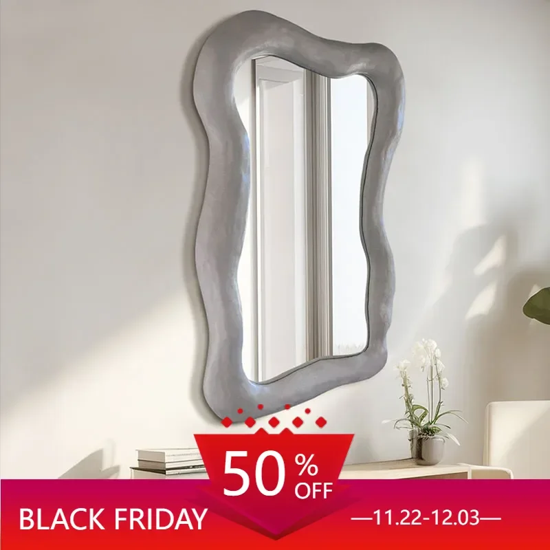 Cosmetic Aesthetic Decorative Mirrors Irregular Bathroom Desk Mental Wall Mirror Vintage Make-up Miroir Mural Wall Decor PX50DC