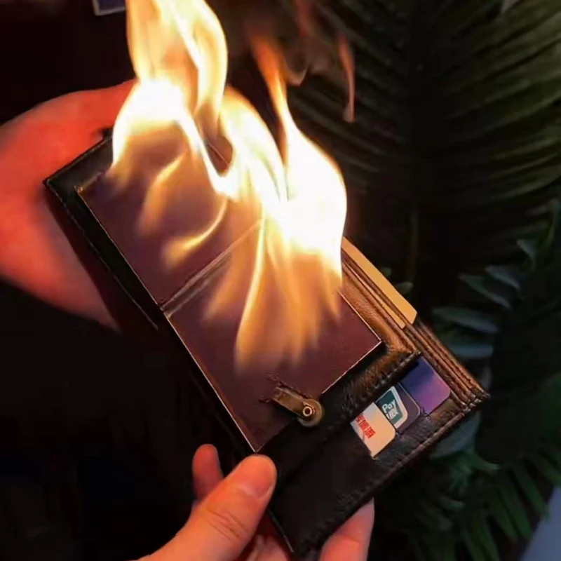 

Personalized 2-in-1 Flame Wallet Magic Techniques Stage Props Street Poker Magic Fun Illusion Magician Wallet Lighter
