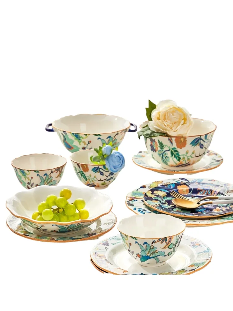 Chinese ceramic dishes set Household 2024 new bowls, plates and bowls European high-end tableware