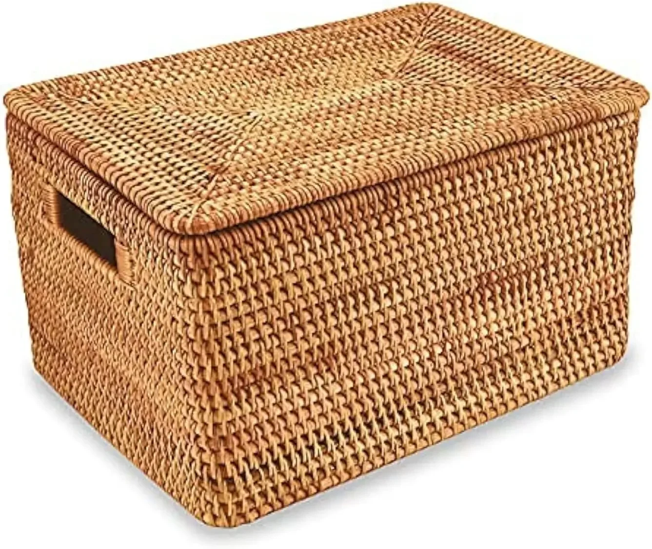 

Handwoven Water Hyacinth Storage Basket With Lid Large 15x11x10