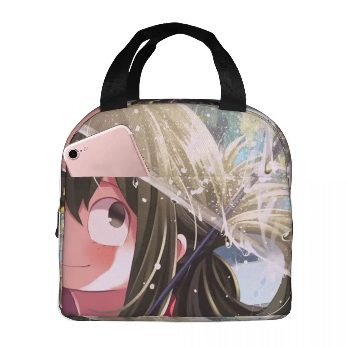 My Hero Academia Tsuyu Asui 단열 도시락 가방, 식사 용기, 식품 보관 가방, 휴대용 토트 도시락, 해변 도시락, 소년 소녀 