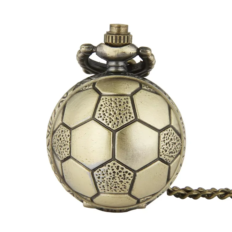 

New Style Creative Soccer Design Pedant Watch Fashion Women Kids Engraved Football Pocket Watch Retro Bronze Memorial Gift