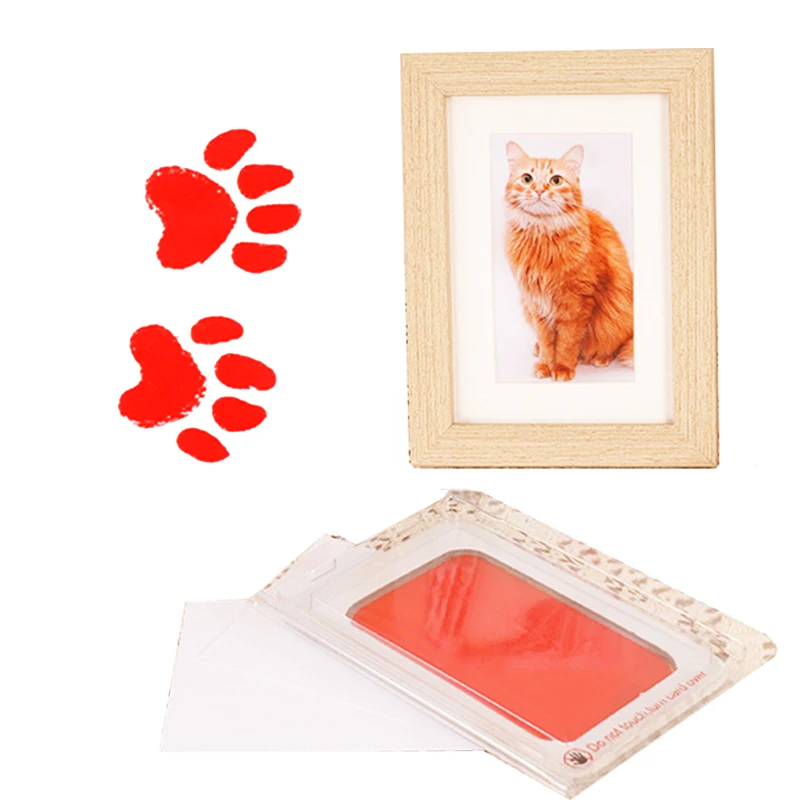 Pet Handprint And Footprint Photo Frame Kit Clean Touch Ink Pad To Create Pet Hand And Foot Prints, Pet Shower Gifts for Registr