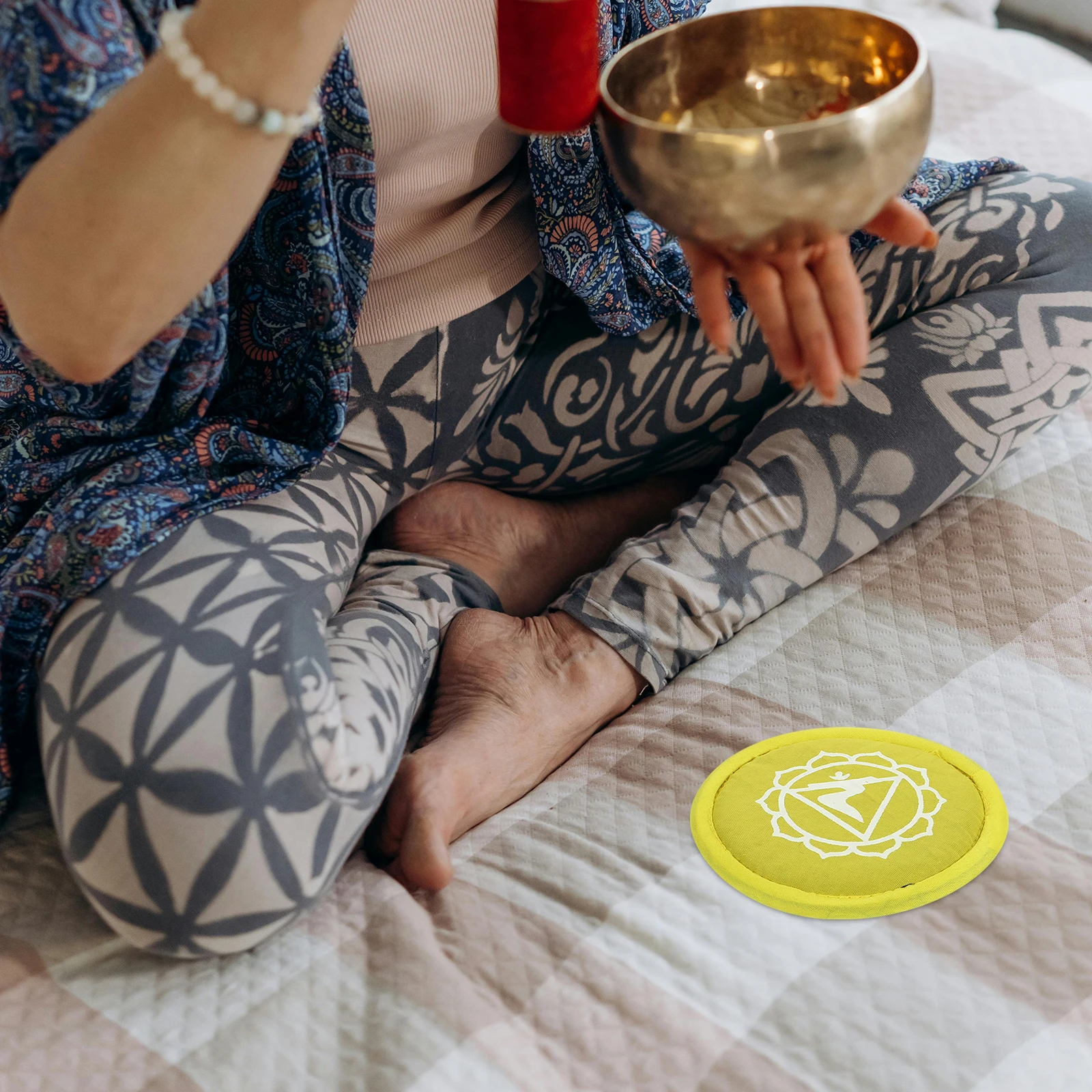 

3pcs Tibetan Singing Bowl Cushion Sound Bowl Mat Meditation Pad Embroidered Design Portable Instrument Accessory