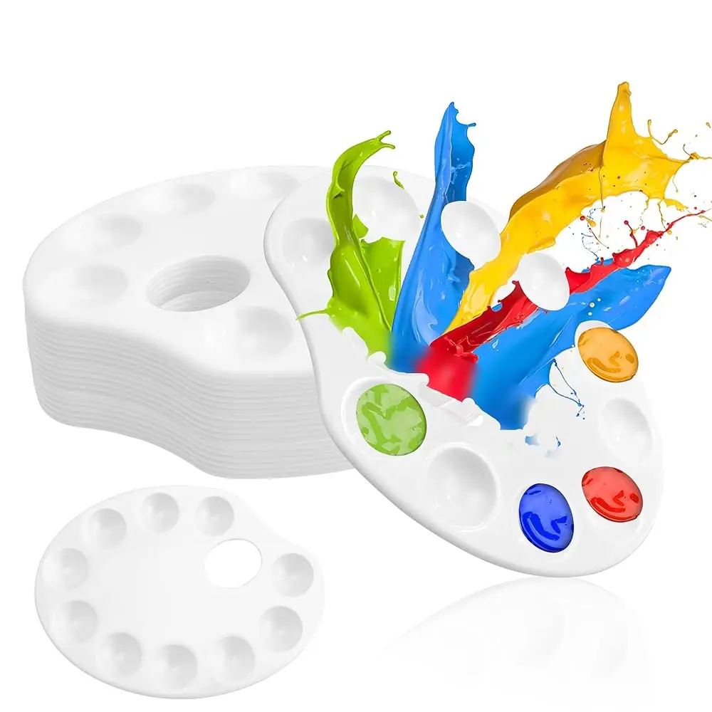 

Набор из 30 пластиковых палитр на 10 ячеек, белые, для акварели, для взрослых и любителей рисования