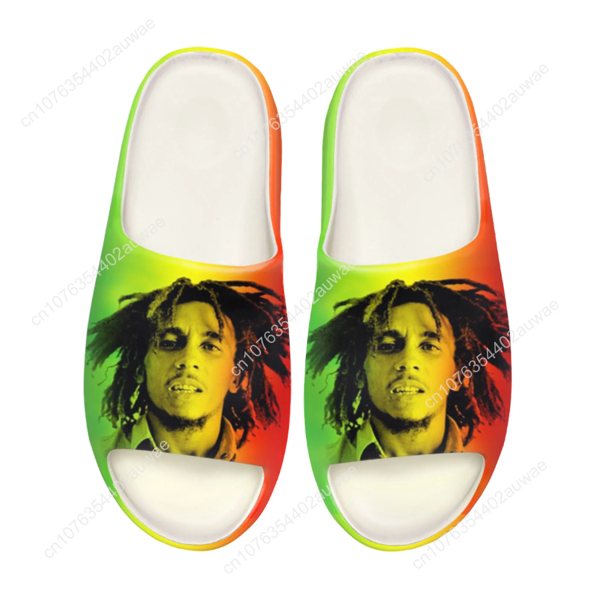 

Bob Marley Rasta Soft Sole Sllipers Home Clogs Step on Water Shoes Mens Womens Teenager Customize Bathroom Beach on Shit Sandals