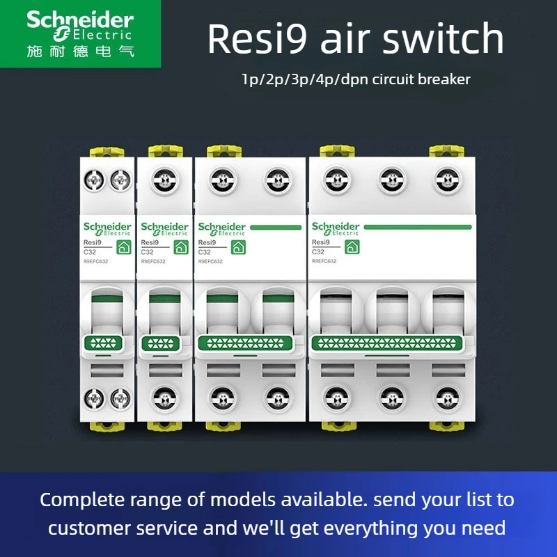 

Schneider Electric Resi9 1P 2P 3P 4P Home Main Air Switch Trip Breaker Without Leakage Ensuring Stable Home Electrical Operation