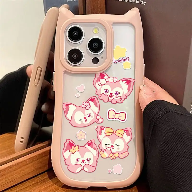 Disney Cartoon StellaLou LinaBell Cat Ear Phone Case for Apple iPhone 15 14 13 12 11 Pro Max X XS Transparent Bumper Back Cover