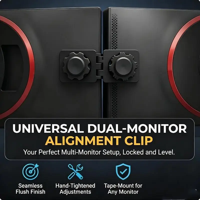 Universal Dual Monitor Alignment Clip Tool-Free Screen Connector Zero Gap Fixer Bracket Double-Sided Adhesive Mount Game Office