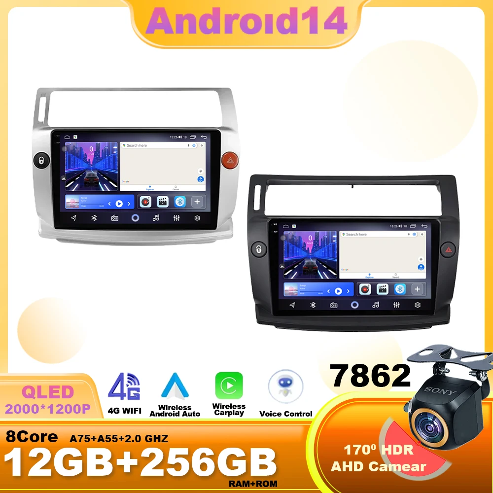

Android14 For Citroen C4 C-Triomphe Quatre 2004-2014 Multimedia Video Player GPS WIFI Car Radio Wireless Carplay Android Auto 4G