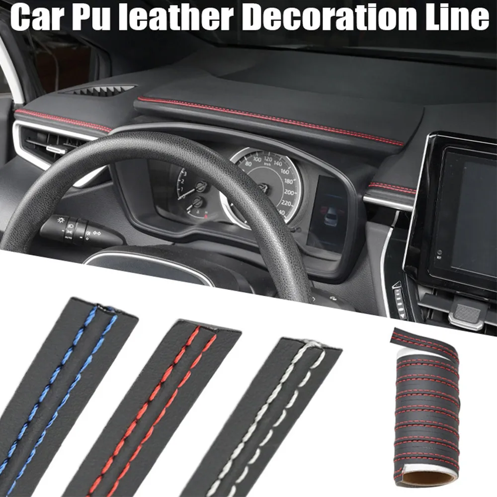 

Universal Car Mouldings Trim Pu Leather Braid Decorative Line Strip For Door Dashboard Sticker Car Interior DIY Strips New Style
