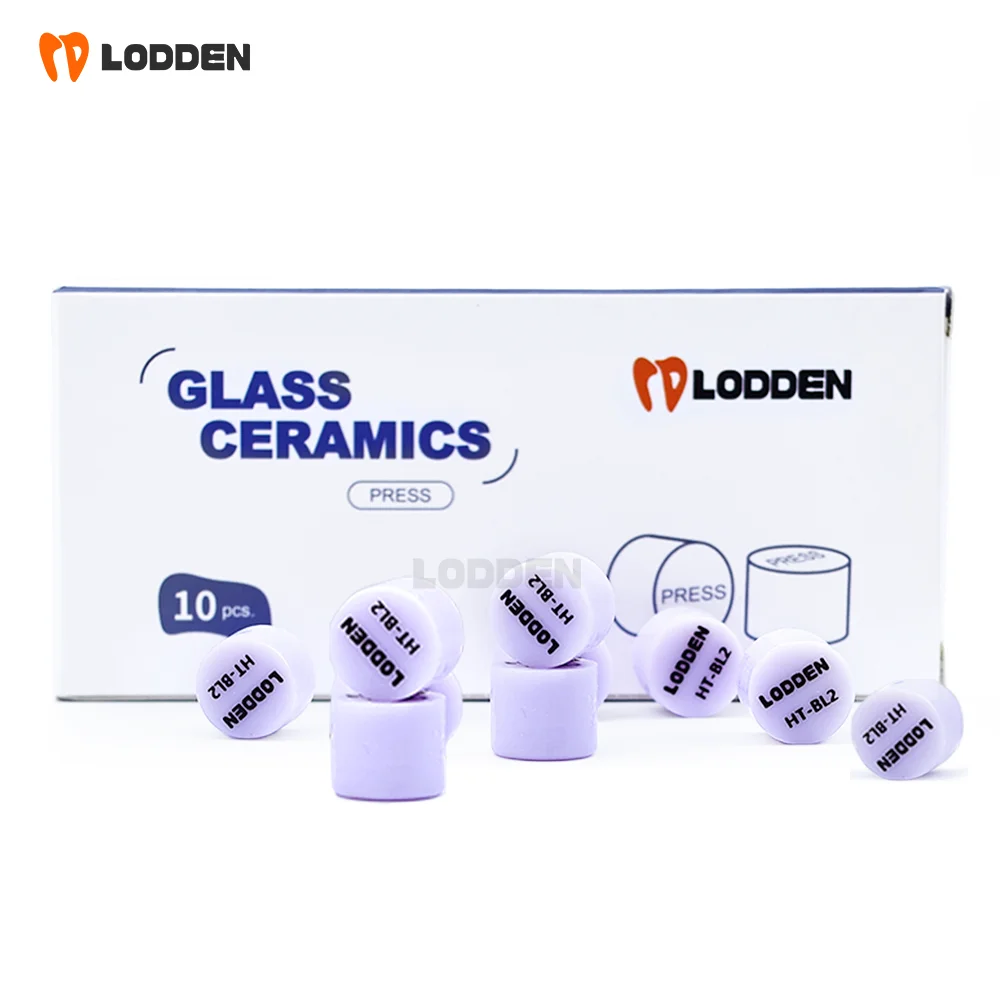 LODDEN 10pcs Lithium Disilicate Purple Press Dental Lab Tablets Glass Ceramic Ingots HT/LT Pressing for Ultra-thin Veneer