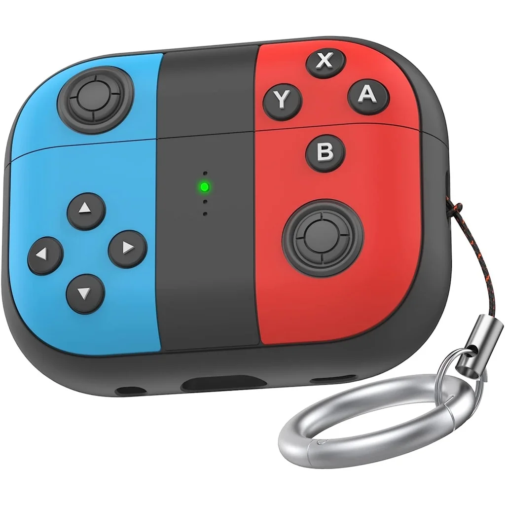 

Retro Handheld Game Console Design Silicone Protective Case with Lanyard Keychain for AirPods Pro 2