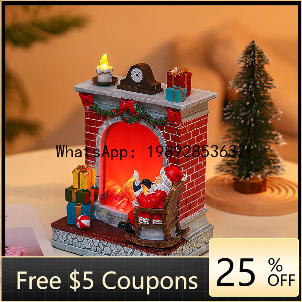

Z4 Christmas Decorations Window Desktop Creative Ornaments Fireplace House Resin Crafts