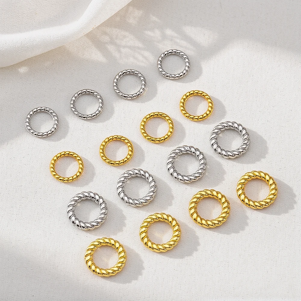 10/20/50PCS Round Twist-Style Closed Ring Accessories 18K Gold Plated For DIY Jewelry Making Connectors Components﻿﻿﻿