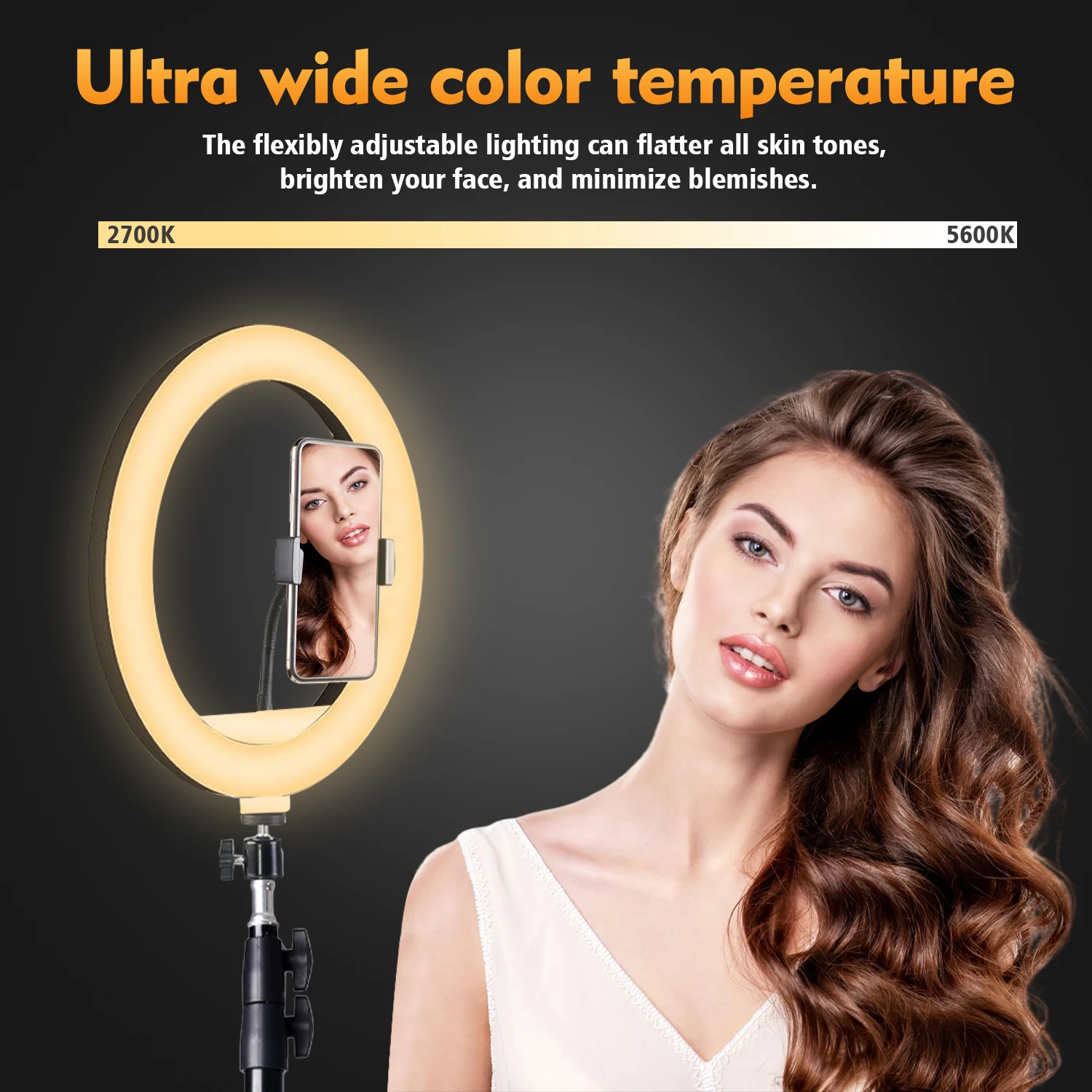 10 بوصة 3-Color LED Ring Fill Light، إضاءة محمولة مع حامل ثلاثي القوائم مقطعي 160 سم لصور السيلفي وتسجيل الفيديو والبث المباشر