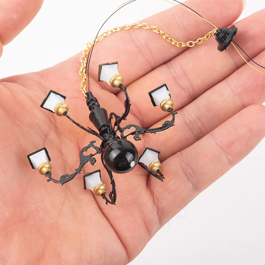 

Miniature Chandelier Metal ABS DIY Hanging Light Adornment Mini House Lighting Ornament Miniature Room Decor Sand Table