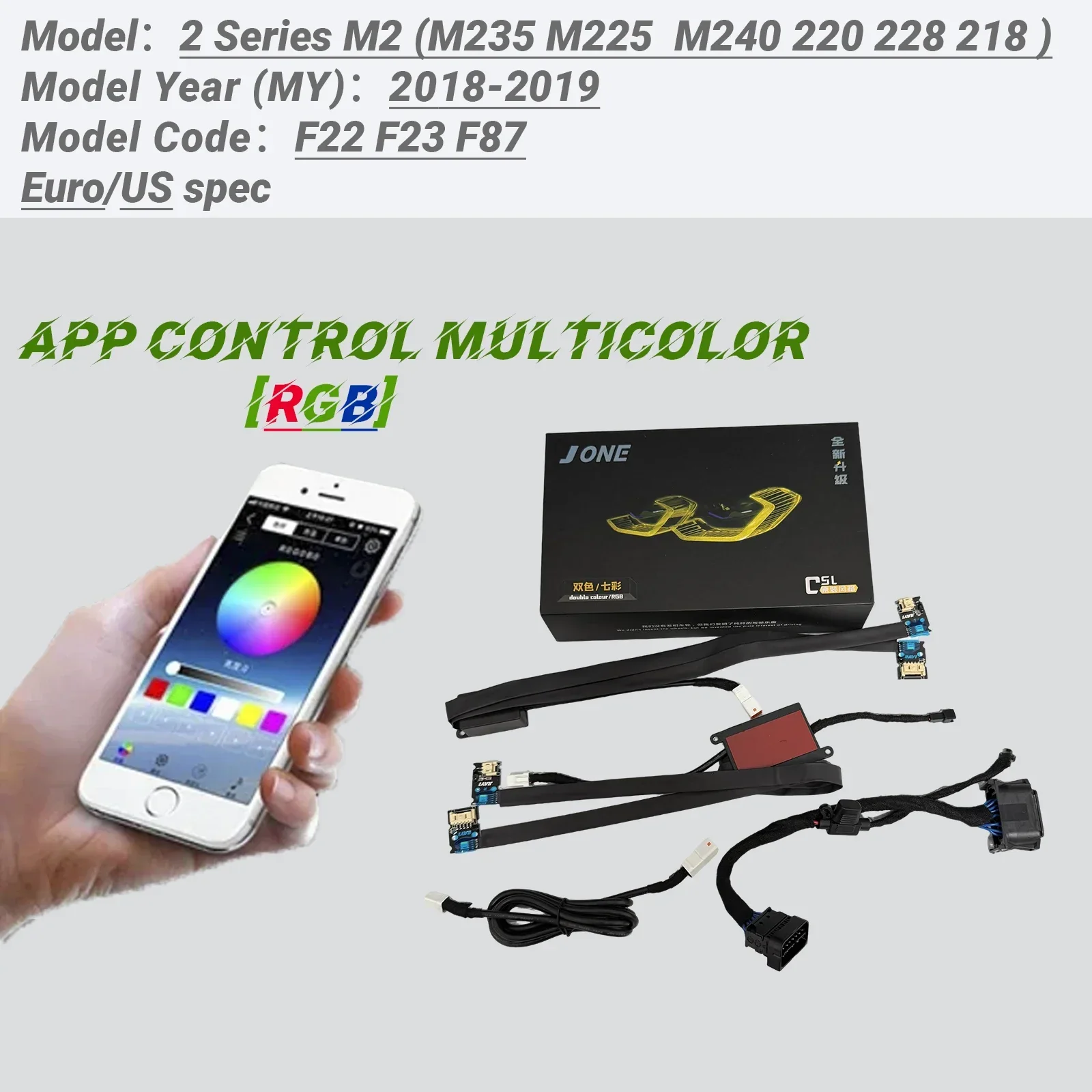For BMW 2 Series M2 M2C F22 F23 F87: RGB DRL Module, Full Spectrum DRL with Phone App Control & Customizable Modes