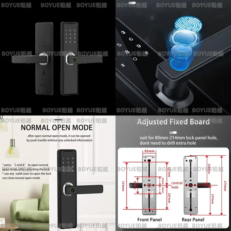 for Fingerprint Digital Code Keyless Smart Door Lock Aluminum Wooden Door Apartment Hotel Use Tuya App Store Password