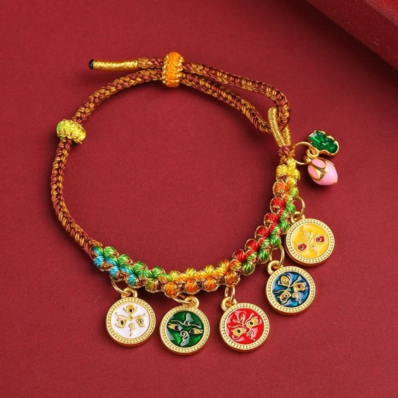 Colorful Thread Bracelet Five Lucky Symbols Handchain Colorful Women Wristchain