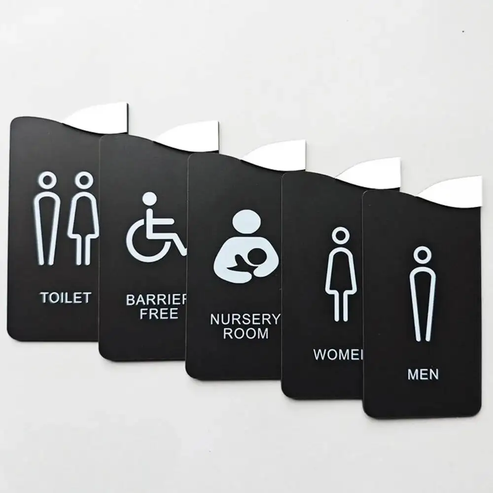 1 Stück ​ WC-Anzeigeschilder für öffentliche Toiletten für Herren und Damen im Hotel-/Büro-/Mall-Schwarz-Weiß-Stil – Detail 4