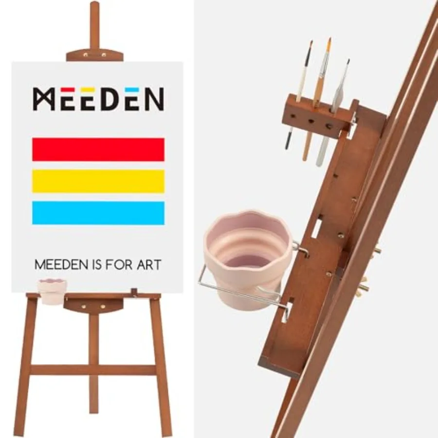

Easel Stand for Painting Canvas: Beechwood Lyre Easel Tripod Stand - Adjustable Art Paint Easel with Brush Holder Washer and Me