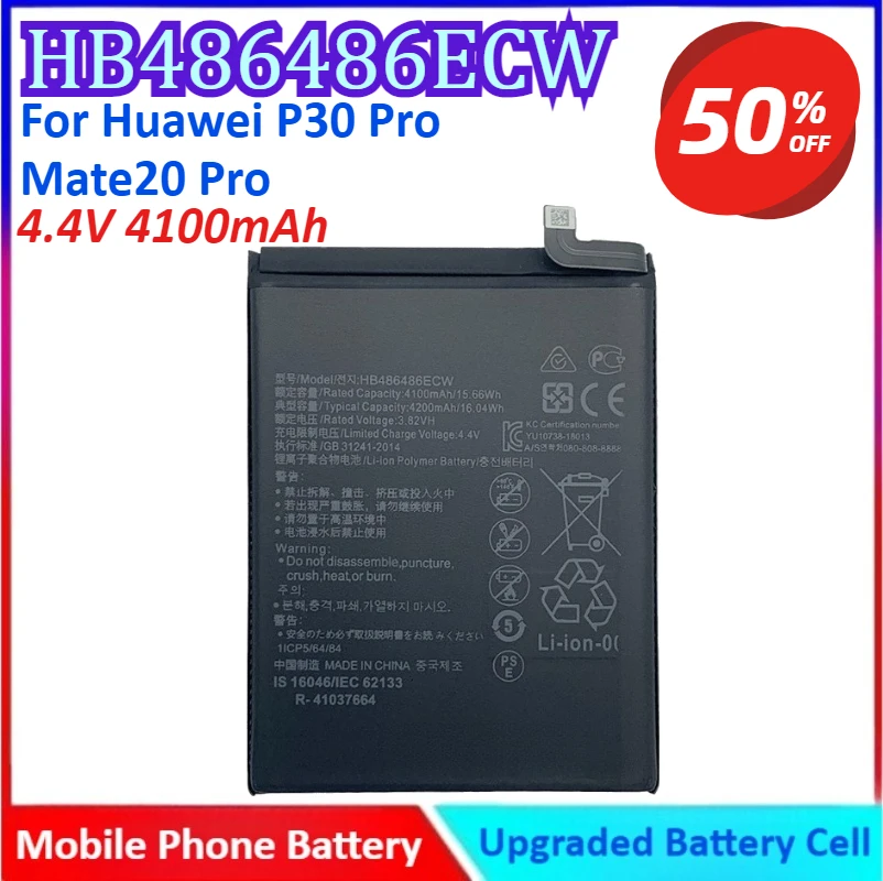 

Новый аккумулятор для мобильного телефона HB486486ECW 4,4 В 4100 мАч для Huawei P30 Pro/Mate20 Pro, высокое качество