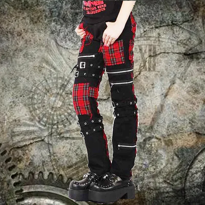 2025 Spring Summer Japanese Kill Matt Punk Rock Y2K Gothic Casual Plaid Non-mainstream Womens Long Pants Streetwear Men's pants