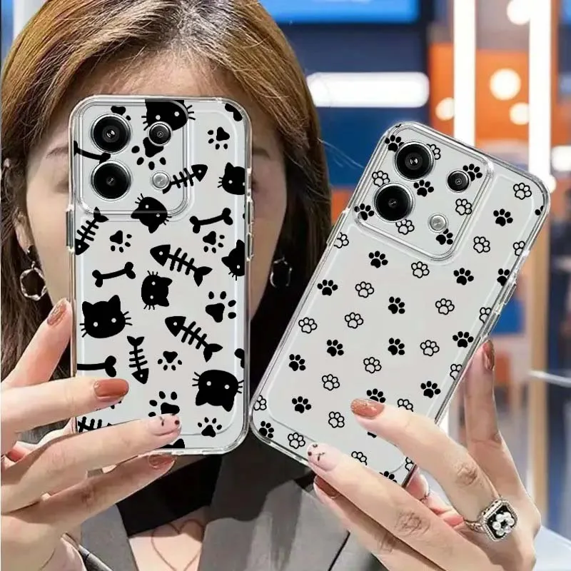 

Cartoon Paw Print Pattern Phone Case For Redmi K 80 70 70E 60 60E 50 40 40S 15C 15 12 A2 A1 Turbo 4 Ultra Pro Plus