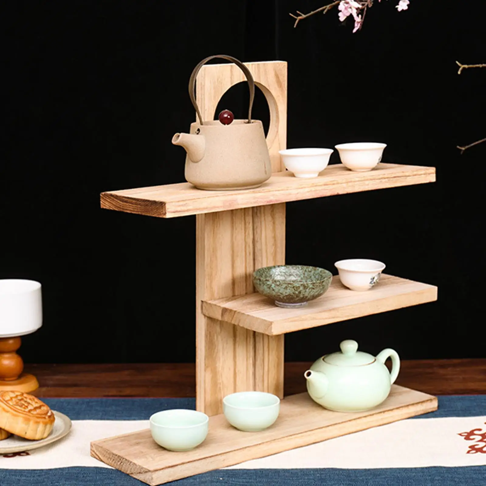 Multi-purpose Wooden Display Shelf Organizer Stand for Tea Room Coffee Mugs and Home Decor