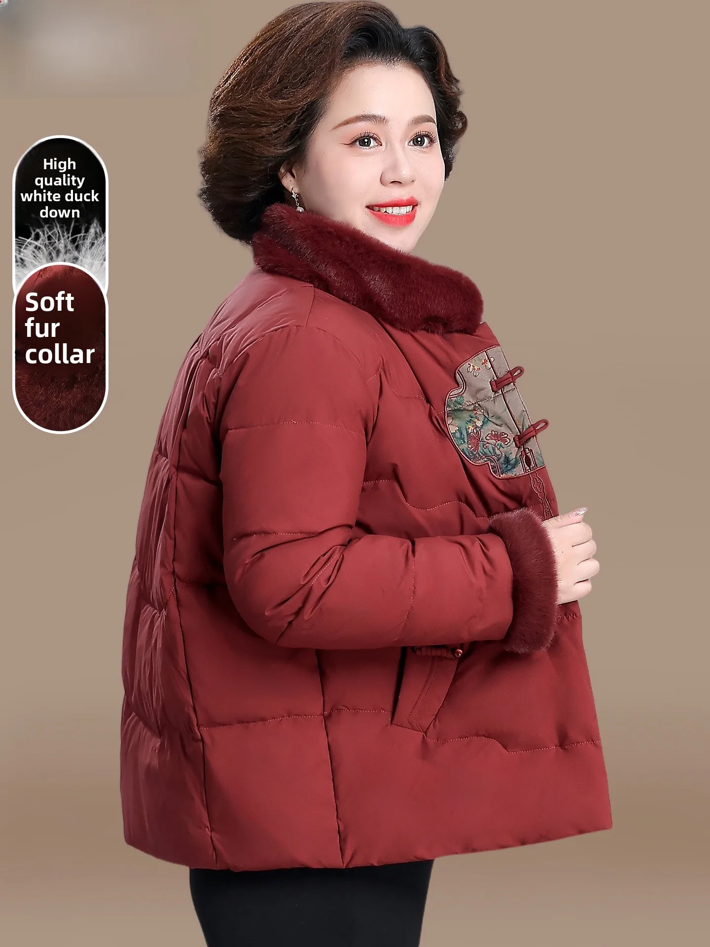 

Новая китайская зимняя куртка из хлопка для женщин и мам: теплая, прямого кроя, из полиэфирного волокна, премиум-класса