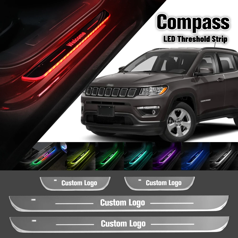 

For Jeep Compass MK49 MP 2006-2023 Car Door Sill Light Customized Logo LED 2020 2021 Welcome Threshold Pedal Lamp Accessories