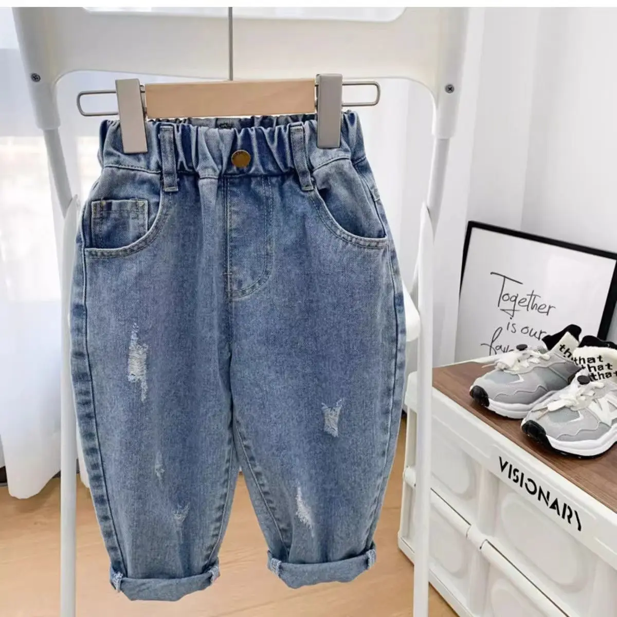 

Spring/Summer Children's Jeans Thin Korean Edition Boys' Fashion Handsome Soft Casual Pants