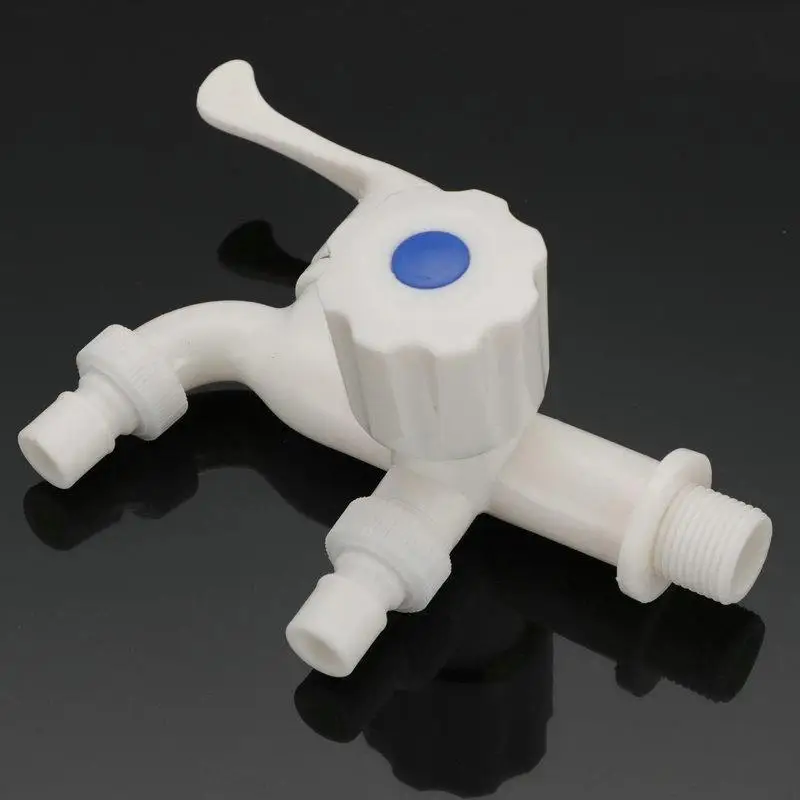 1 Pc G1/2 Inches Plastic Dual Outlet Water Tap With Independent Control Hose Adapters For Washing Machine Garden Use