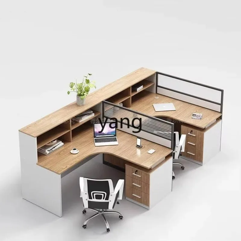 LMM staff desk simple modern six-seat screen partition staff office desk and chair combination