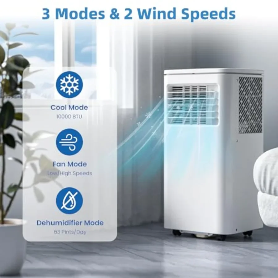 Portable Air Conditioners, 10000 BTU Portable AC Unit with Cooling, Fan Dehumidifier, Sleep Modes, Cools up to 450 Sq.Ft, Remot