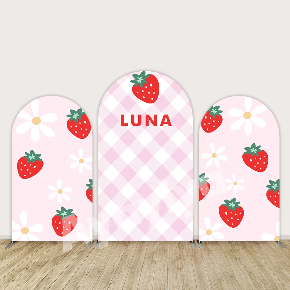 

Клубничные украшения для вечеринки, арочный фон для девочек, чехол на день рождения, на заказ, ягодный детский душ, арочный настенный баннер, фон