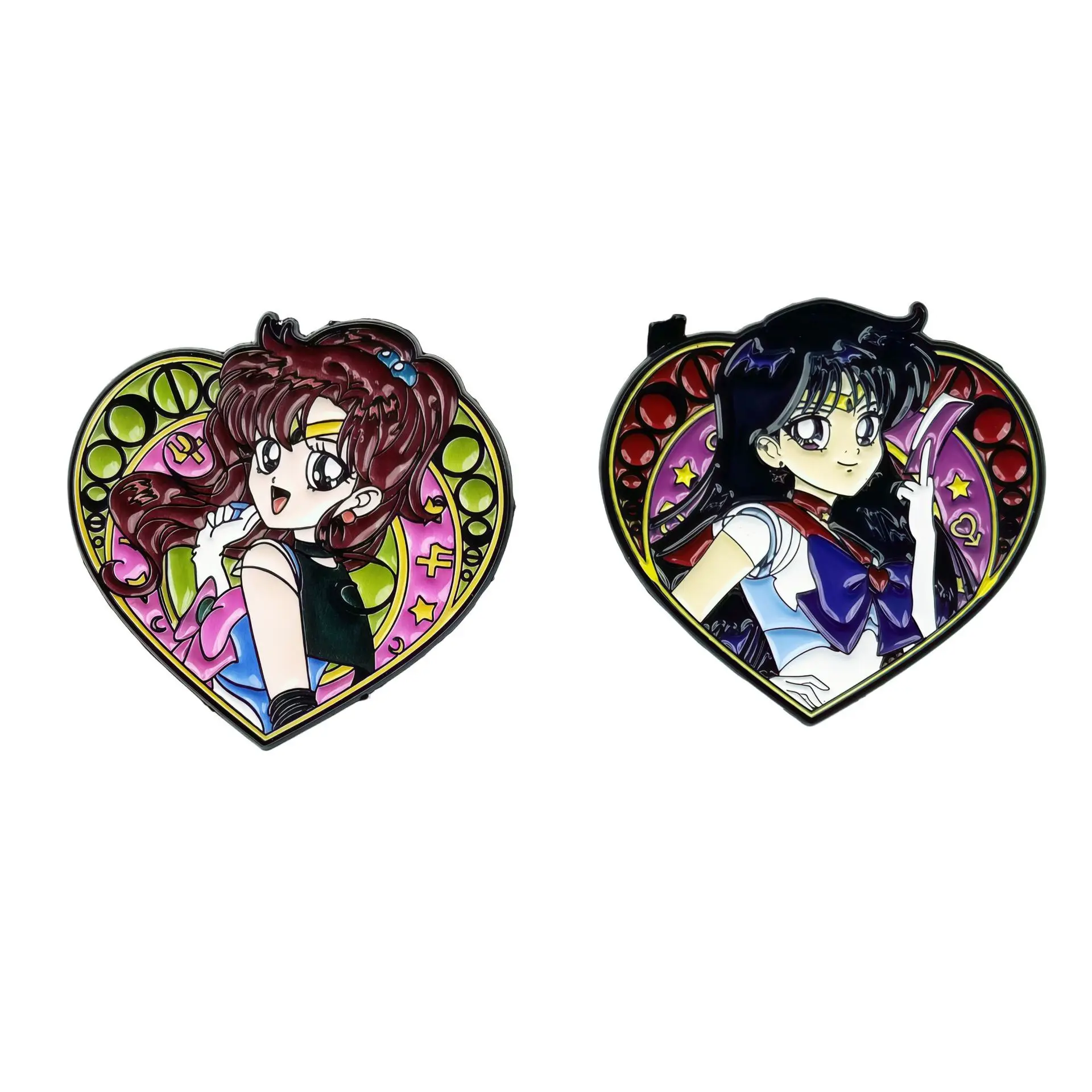 Sailor Moon Cartoon Peripheral Brooch with Heart-shaped Design Cute Anime Character Metal Badge Backpack Accessories