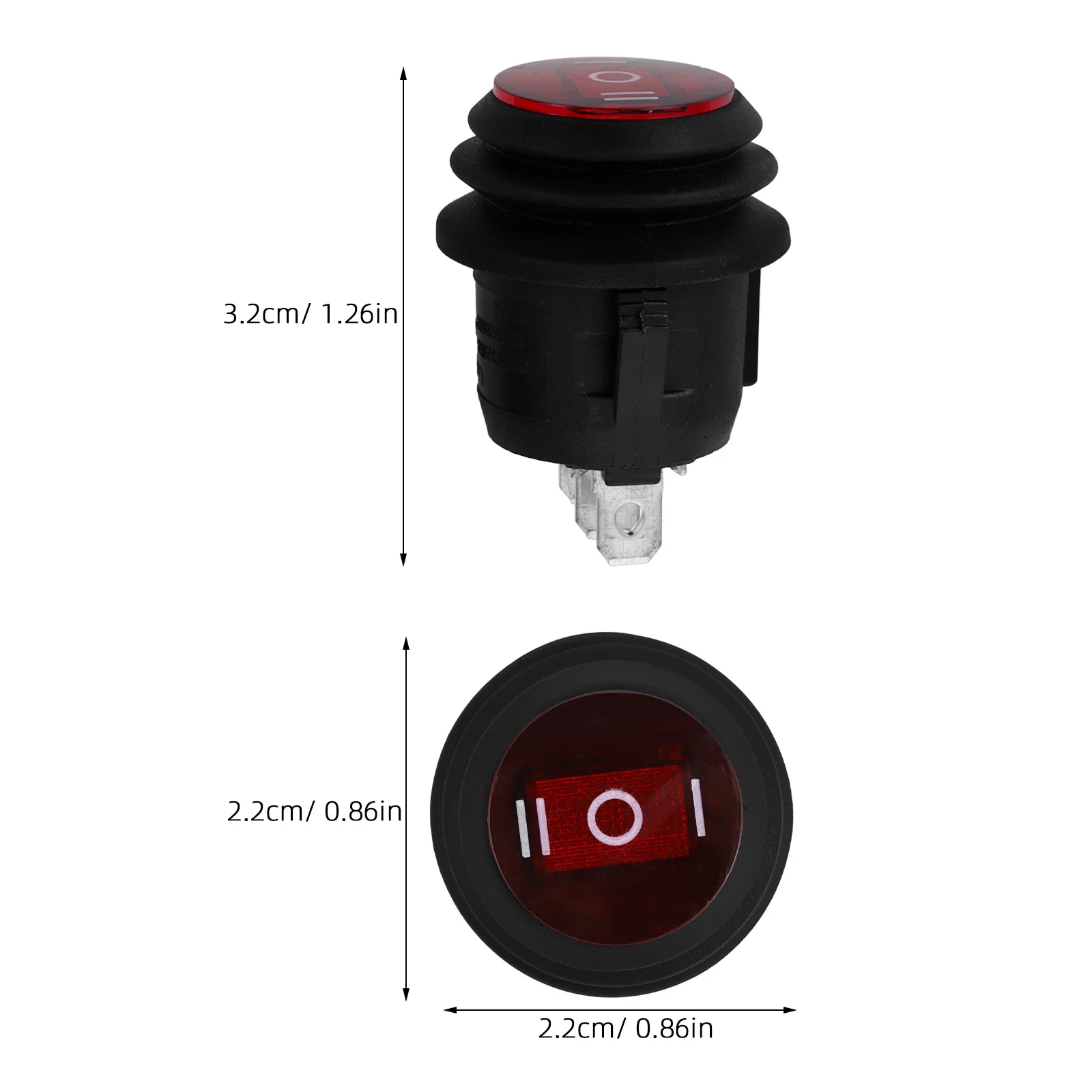 6A 250V Waterproof Rocker Switch Spdt 3 Pin on Off on Round Toggle for Car Boat Motorcycle Dashboard Control Spdt
