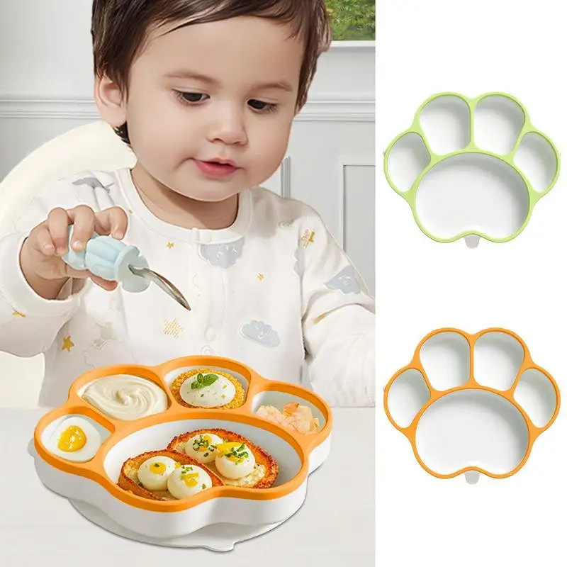 Cat Paw Suction Plate Non-Slip Silicone Plates With Suction Portable Suction Plate Funny Kitchen Supplies For Home Kindergartens